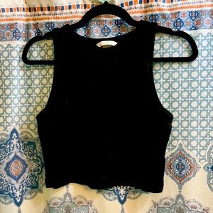 H&M Black ribbed crewneck crop tank top (L)
